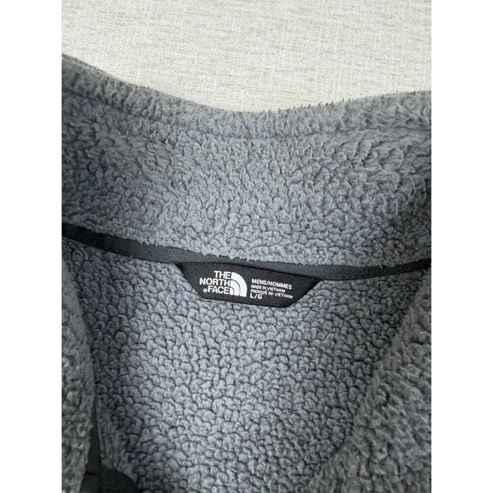 The North Face Sweater Fleece Vest Mens Large Gray Full Zip Sherpa Lined